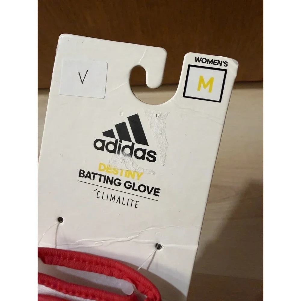 Adidas Destiny Batting Gloves Women's Medium Climalite White Red New